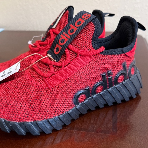 KIDS ADIDAS KAPTIR 3.0 SCARLETT BLACK LACE UP SNEAKERS SIZE 1 YOUTH NEW - Picture 5 of 11